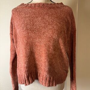 Aerie Warm Pink Chenille Crew Neck Sweater